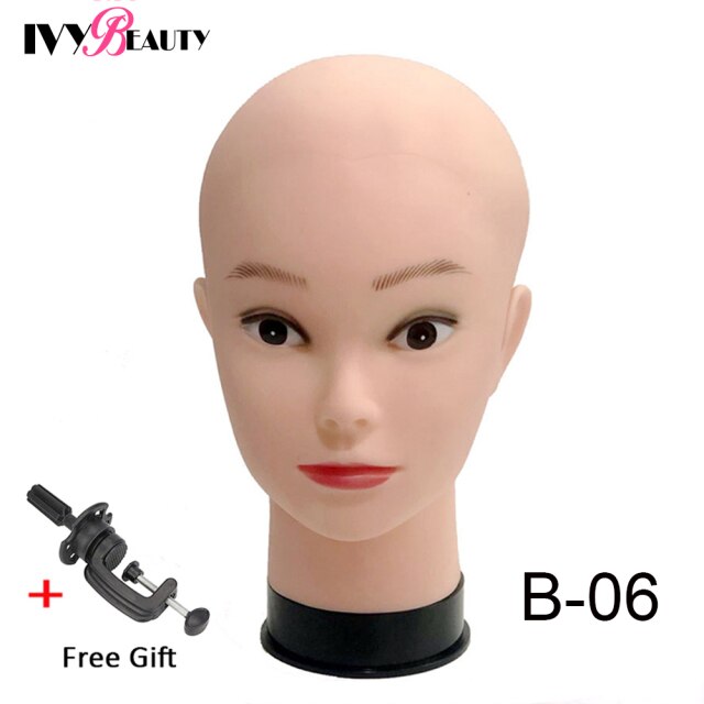 New Female Bald Mannequin Head Stand Holder Cosmetology Practice African Training  Manikin Head  For Hair Styling Wigs Making