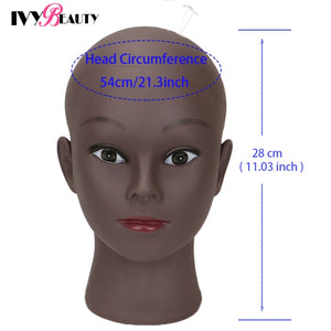 New Female Bald Mannequin Head Stand Holder Cosmetology Practice African Training  Manikin Head  For Hair Styling Wigs Making