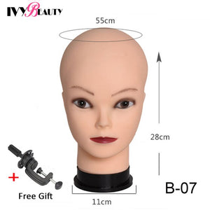 New Female Bald Mannequin Head Stand Holder Cosmetology Practice African Training  Manikin Head  For Hair Styling Wigs Making