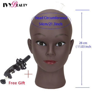 New Female Bald Mannequin Head Stand Holder Cosmetology Practice African Training  Manikin Head  For Hair Styling Wigs Making