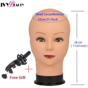 New Female Bald Mannequin Head Stand Holder Cosmetology Practice African Training  Manikin Head  For Hair Styling Wigs Making