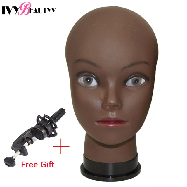 New Female Bald Mannequin Head Stand Holder Cosmetology Practice African Training  Manikin Head  For Hair Styling Wigs Making
