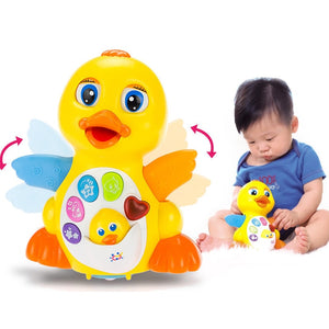 Electric Pet Big Yellow Duck Toy Children's Card Lights Flashing Rocking Music Early Education Toys Baby Safe And Fun Smart Toys