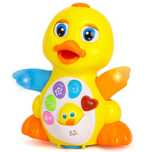 Electric Pet Big Yellow Duck Toy Children's Card Lights Flashing Rocking Music Early Education Toys Baby Safe And Fun Smart Toys