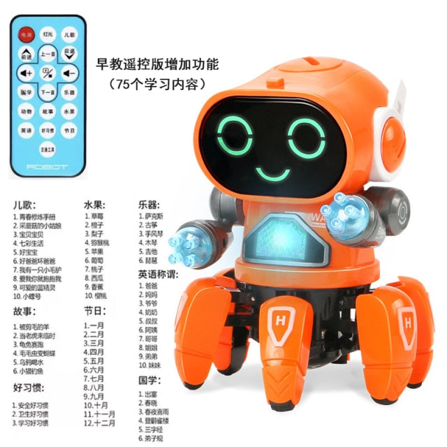 Dance Music 6 Claws Robot Octopus Spider Robots Vehicle Birthday Gift Toys For Children Kids Early Education Baby Toy Boys Girls