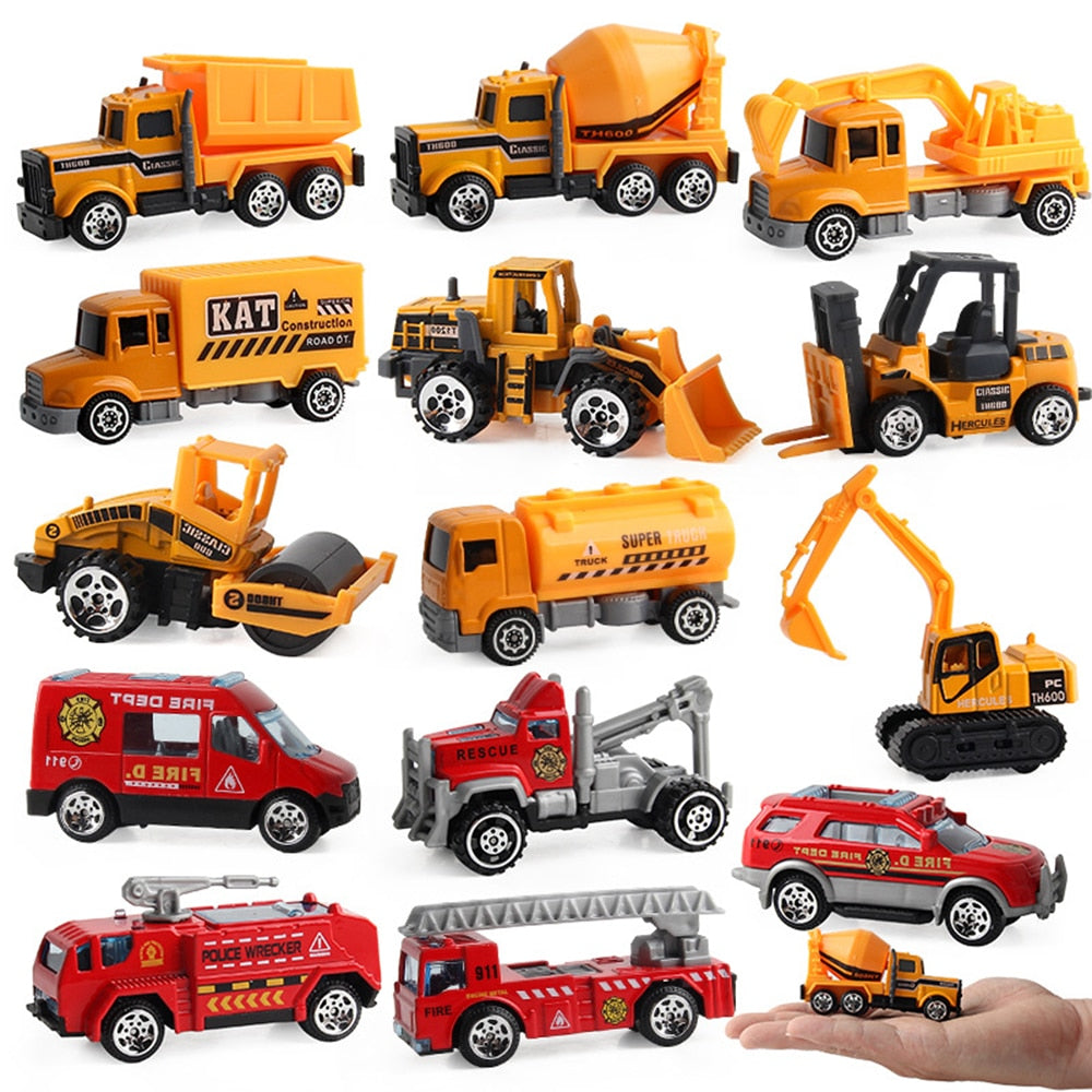 5/6pcs Alloy Diecast Engineering Car Models Fire Fighting Truck Toys for Children Kids Vehicle Toys Gift Excavator Tractor Toy