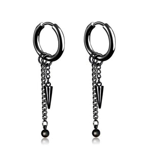 New Popular 1Pair Stainless Steel Ear Stud/Ear Clip Dangle Earrings For Men/Women Punk Black Piercing Fake Earrings Jewelry Gift