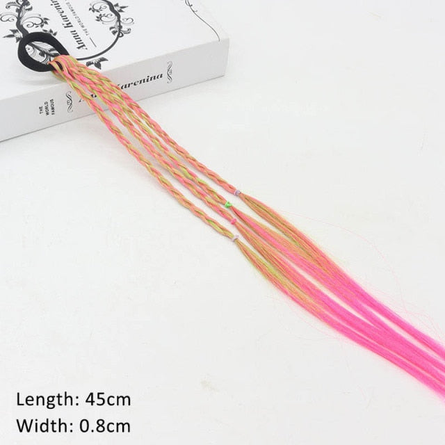 Ponytail Hair Ornament Gradient Color Elatric Hair Band Cute Wig Kids Hairpins Rubber Bands DIY Braided Fashion Hair Accessories