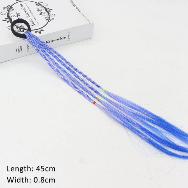Ponytail Hair Ornament Gradient Color Elatric Hair Band Cute Wig Kids Hairpins Rubber Bands DIY Braided Fashion Hair Accessories