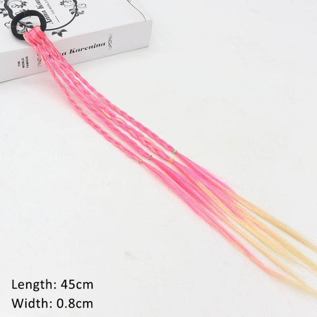 Ponytail Hair Ornament Gradient Color Elatric Hair Band Cute Wig Kids Hairpins Rubber Bands DIY Braided Fashion Hair Accessories