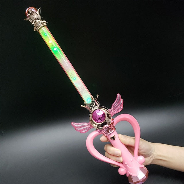 Electric Flashing Sounding Magic Stick Girls Toy Cosplay Sailor Moon Princess Magician Music Magic Sword Pretend Play Kids Toy