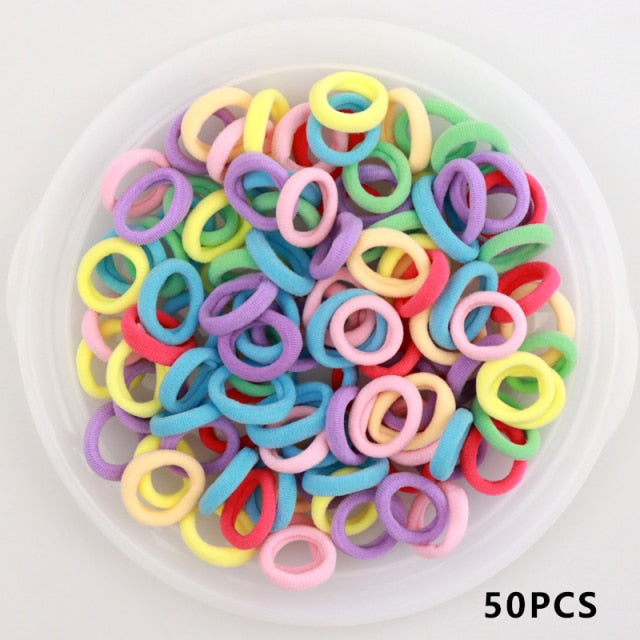 Baby Girl Small Hair Bands Kid Children Headbands Colorful Elastic Hair Tie Nylon Scrunchie Hair Rope 50/100pcs Hair Accessories