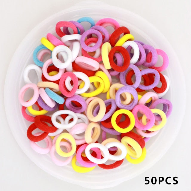 Baby Girl Small Hair Bands Kid Children Headbands Colorful Elastic Hair Tie Nylon Scrunchie Hair Rope 50/100pcs Hair Accessories