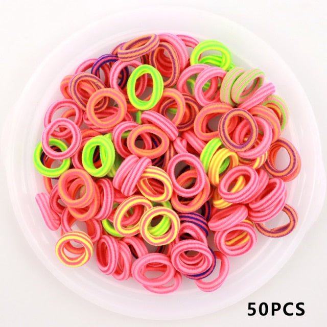 Baby Girl Small Hair Bands Kid Children Headbands Colorful Elastic Hair Tie Nylon Scrunchie Hair Rope 50/100pcs Hair Accessories