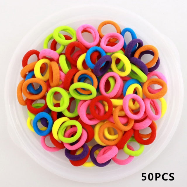 Baby Girl Small Hair Bands Kid Children Headbands Colorful Elastic Hair Tie Nylon Scrunchie Hair Rope 50/100pcs Hair Accessories