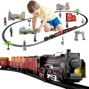 Electric Train Toy Set Car Railway and Tracks Steam Locomotive Engine Diecast Model Educational Game Boys Toys for Children Kids
