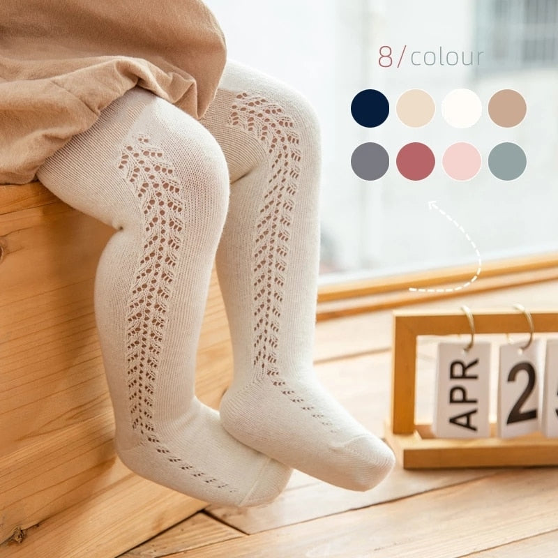 Spain Girls Stocking 2021 Spring Summer  Tight For Toddler Baby Hollow Infant Ribbed Tights Babies Pantyhose