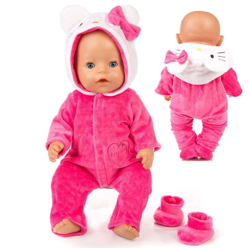 Warm Rompers Jumpsuits+Shoes Fit 17 inch 43cm Doll Clothes Born Baby Rompers Suit For Baby Birthday Festival Gift