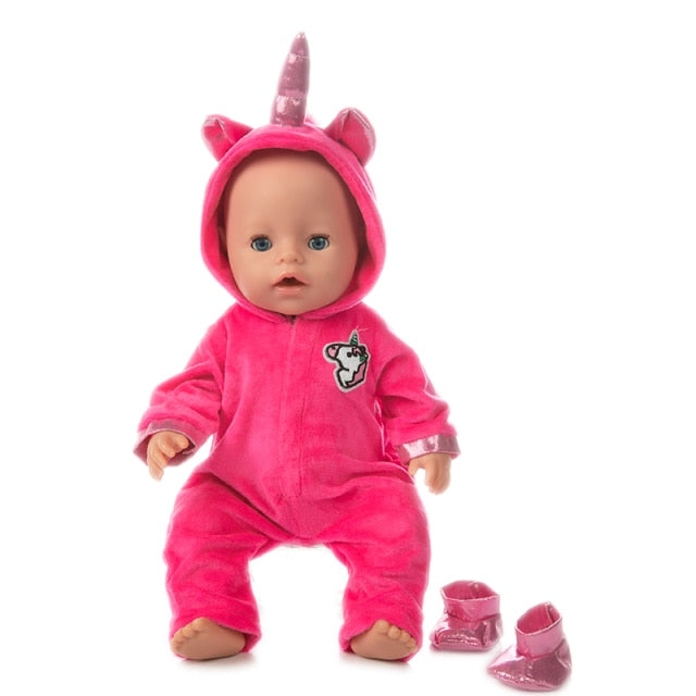 Warm Rompers Jumpsuits+Shoes Fit 17 inch 43cm Doll Clothes Born Baby Rompers Suit For Baby Birthday Festival Gift