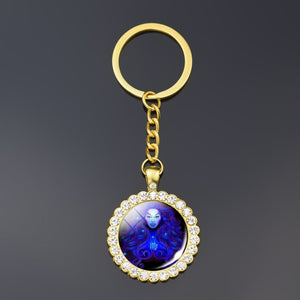 12 Constellation Keychain Fashion Double Side Cabochon Glass Ball Keychain Zodiac Signs Jewelry For Men For Women Birthday Gift