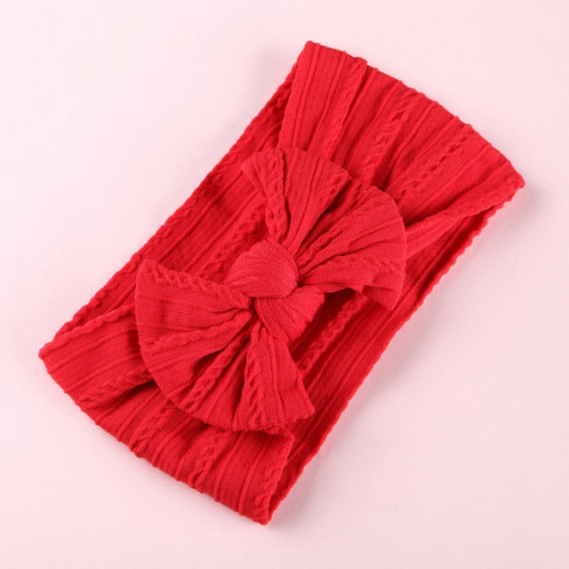 32 Colors Cable Bow Baby Headband for Child Bowknot Headwear Cables Turban for Kids Elastic Headwrap Baby Hair Accessories