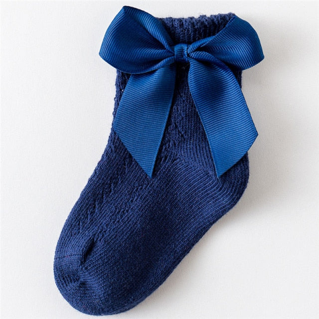 Summer Baby Girls Socks Toddlers Bow Long Sock Kids Knee High Soft Cotton Mesh Spanish Style Children 0-5 Years Breathable Socks