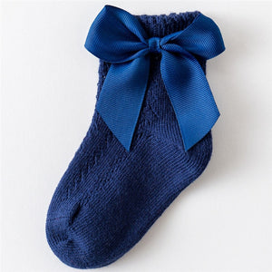 Summer Baby Girls Socks Toddlers Bow Long Sock Kids Knee High Soft Cotton Mesh Spanish Style Children 0-5 Years Breathable Socks