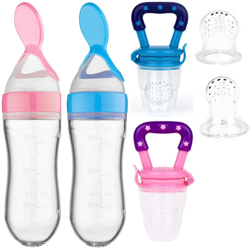 TYRU.HU Toddler Baby Silicone Rice Cereal Bottle Squeeze Spoon Feeder Feeding Accessories Utensils For Newborn Cutlery Bottle