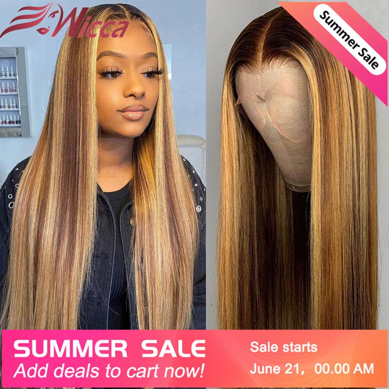Highlight Blonde 30 inches Lace Front Wig Brazilian Remy Human hair Wigs For Women Straight 13x4 Lace Front Human Hair Wigs