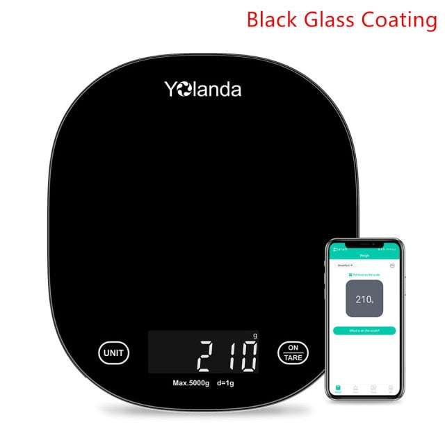 Yolanda 5kg Smart Kitchen Scale Bluetooth APP Electronic Scales Digital Food Weight Balance Measuring Tool Nutrition Analysis
