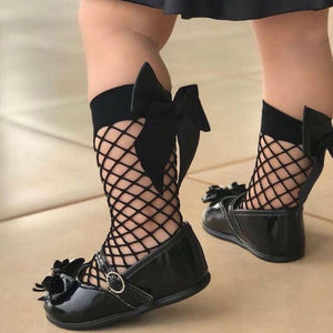 1-3 Years Breathable Fishnet Kids Socks Girls Cotton Tube Children Socks Mesh Bowknot enfants chaussettes filles детские носки