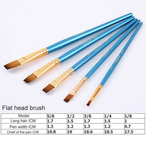 5Pcs/6pcs Artist Paint Brush Set High Quality Nylon Hair Wood Black Handle Watercolor Acrylic Oil Brush Painting Art Supplies