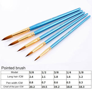 5Pcs/6pcs Artist Paint Brush Set High Quality Nylon Hair Wood Black Handle Watercolor Acrylic Oil Brush Painting Art Supplies