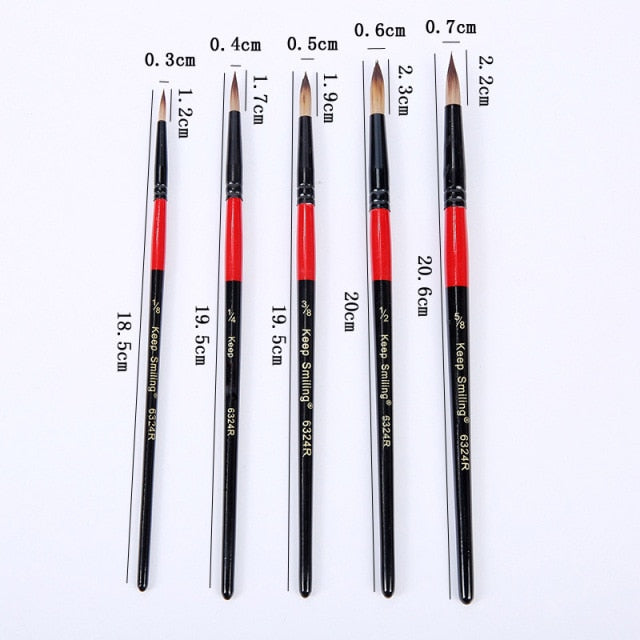 5Pcs/6pcs Artist Paint Brush Set High Quality Nylon Hair Wood Black Handle Watercolor Acrylic Oil Brush Painting Art Supplies