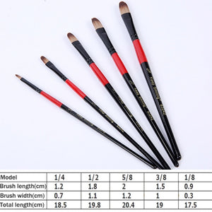 5Pcs/6pcs Artist Paint Brush Set High Quality Nylon Hair Wood Black Handle Watercolor Acrylic Oil Brush Painting Art Supplies