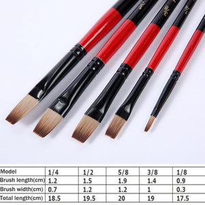 5Pcs/6pcs Artist Paint Brush Set High Quality Nylon Hair Wood Black Handle Watercolor Acrylic Oil Brush Painting Art Supplies