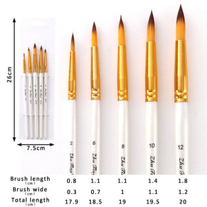 5Pcs/6pcs Artist Paint Brush Set High Quality Nylon Hair Wood Black Handle Watercolor Acrylic Oil Brush Painting Art Supplies
