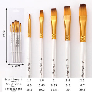 5Pcs/6pcs Artist Paint Brush Set High Quality Nylon Hair Wood Black Handle Watercolor Acrylic Oil Brush Painting Art Supplies