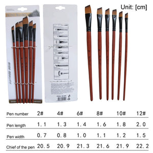 5Pcs/6pcs Artist Paint Brush Set High Quality Nylon Hair Wood Black Handle Watercolor Acrylic Oil Brush Painting Art Supplies