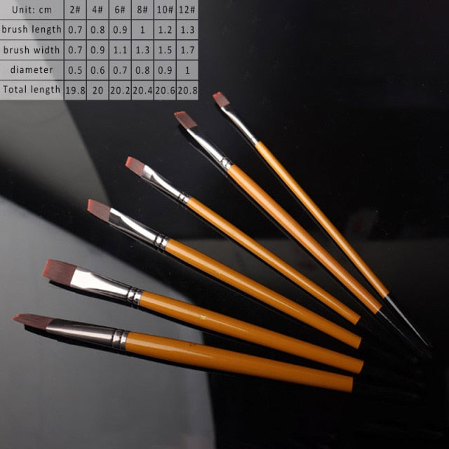5Pcs/6pcs Artist Paint Brush Set High Quality Nylon Hair Wood Black Handle Watercolor Acrylic Oil Brush Painting Art Supplies