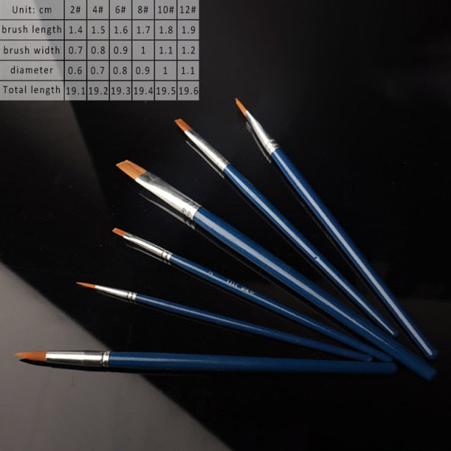 5Pcs/6pcs Artist Paint Brush Set High Quality Nylon Hair Wood Black Handle Watercolor Acrylic Oil Brush Painting Art Supplies