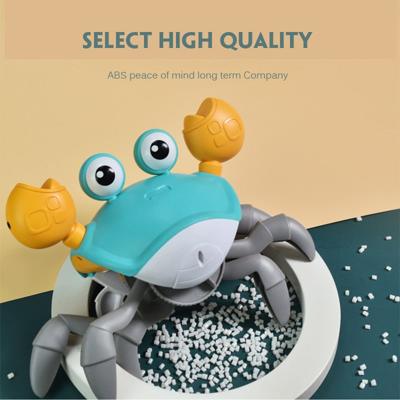 Simulation Automatic Obstacle Avoidance Crab Toy Electric Induction Crab Toy Cartoon Light Music Charging Crab Run Toy For Kids