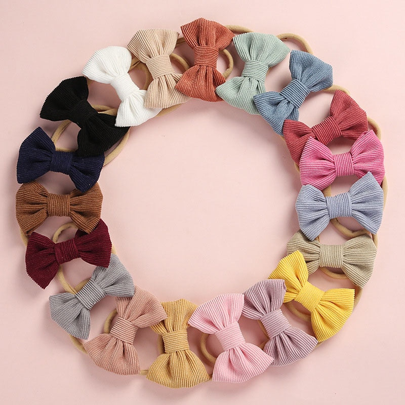 Corduroy Baby Headband Girls Bow Headbands Traceless Newborn Candy Color Hair Accessories Kids Elastic Hairbands Turban