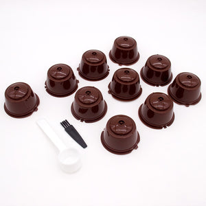 10PCS Refillable Capsules for Nescafe DOLCE GUSTO Coffee Capsules Reusable Filter with Spoon Brush Coffee Pods High Quality
