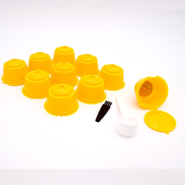 10PCS Refillable Capsules for Nescafe DOLCE GUSTO Coffee Capsules Reusable Filter with Spoon Brush Coffee Pods High Quality