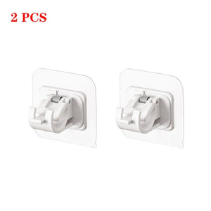 2pcs Nail-Free Adjustable Curtain Rod Holder Clamp Hooks Rod Bracket Holders Adhesive Wall Curtain Fixed Clip Hanging Rack Hook