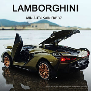 1:32 Lamborghinis Sian FKP37 Car Alloy Sports Car Model Diecast Sound Super Racing Lifting Tail Hot Car Wheel For Children Gifts