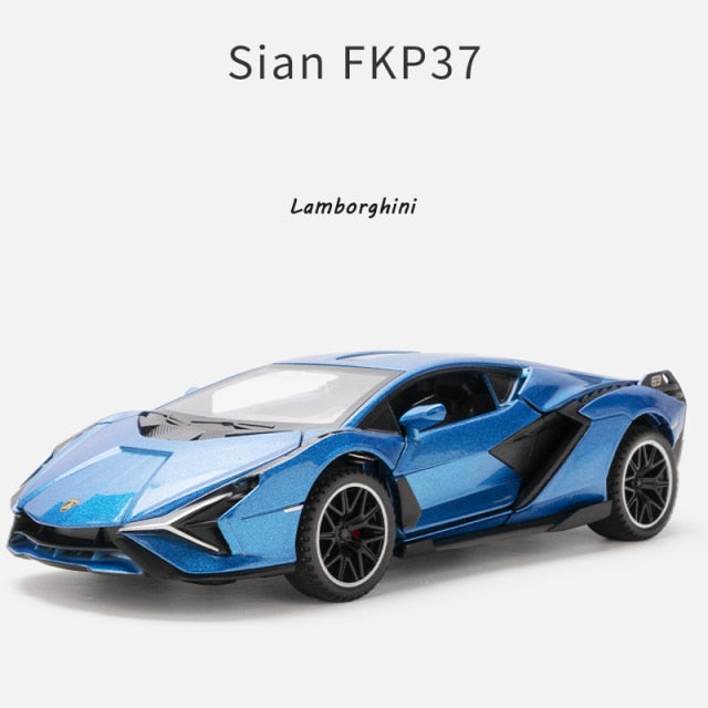 1:32 Lamborghinis Sian FKP37 Car Alloy Sports Car Model Diecast Sound Super Racing Lifting Tail Hot Car Wheel For Children Gifts