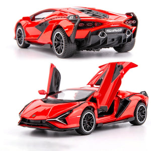 1:32 Lamborghinis Sian FKP37 Car Alloy Sports Car Model Diecast Sound Super Racing Lifting Tail Hot Car Wheel For Children Gifts