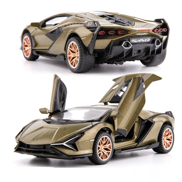 1:32 Lamborghinis Sian FKP37 Car Alloy Sports Car Model Diecast Sound Super Racing Lifting Tail Hot Car Wheel For Children Gifts